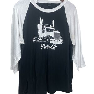 Peterbilt 3/4 Sleeve Raglan Tee - Black & White Size Large